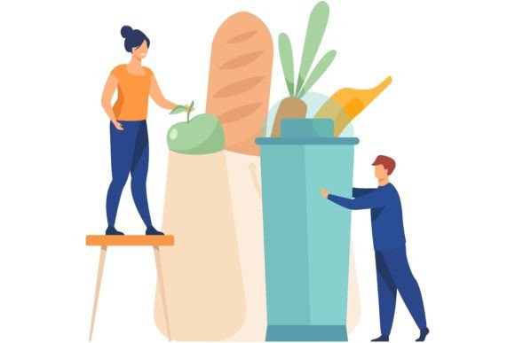 Download People Shopping with Eco Friendly Bag Fl - Premium Bundle