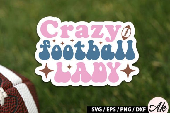 Download Crazy Football Lady Retro Stickers - Retro stickers Collection