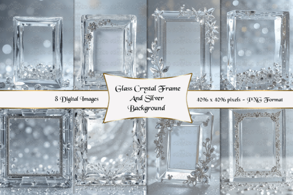 Download 8 Glass Crystal Frame and Silver BG - Crystal frame Collection